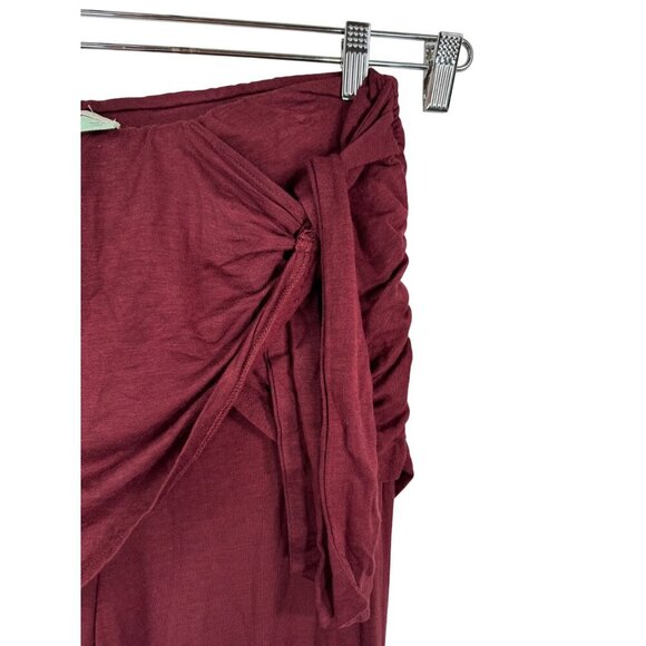 Anthropologie Saturday Sunday Emmett Tie Pants Jersey Maroon wide leg stretchy - Picture 2 of 11